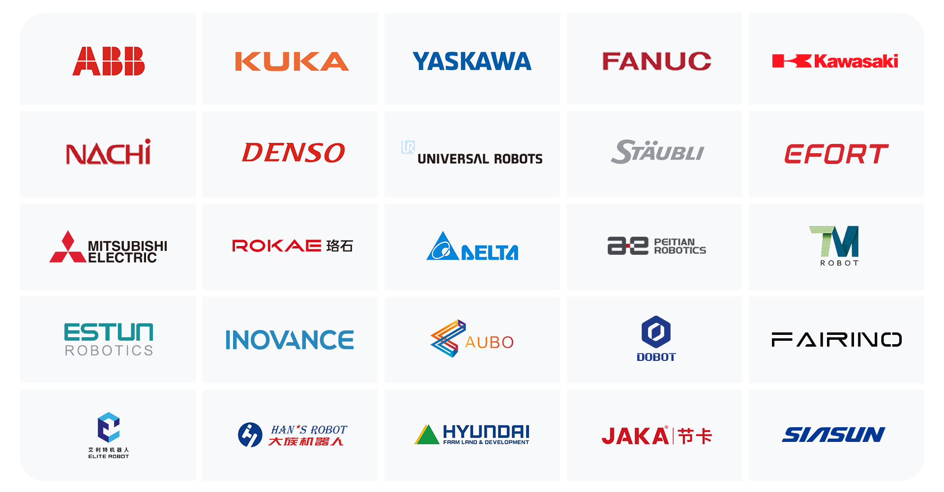 支持众多品牌机器人
